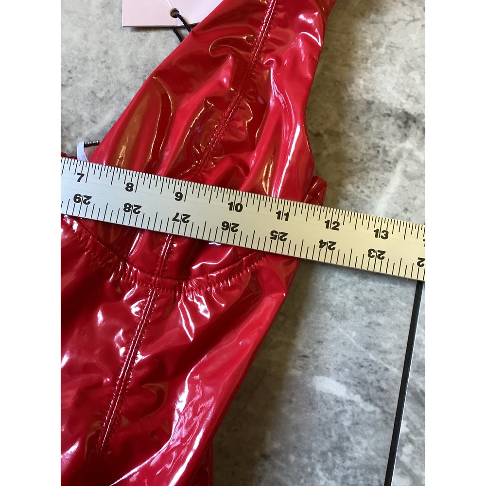 Oh Polly Fire Red Vinyl Corset Jumpsuit Womens US 0 UK 4 New With Tags - Picture 4 of 13